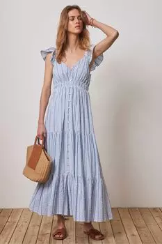 Платье макси с полосатым узором Mint Velvet, синий