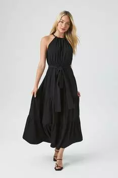 Платье макси с поясом и бретелькой на бретельках Forever 21, черный
