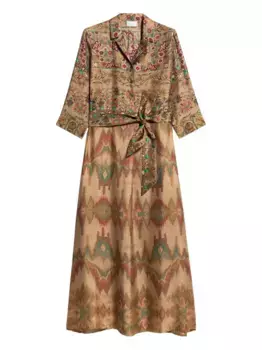 Платье макси с поясом и цветочным принтом Pierre-Louis Mascia, нейтральный