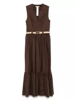 Платье макси с поясом TWINSET, коричневый
