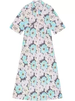 Платье макси с принтом GANNI, синий