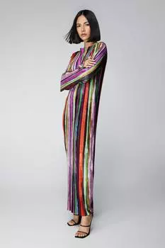 Платье макси с принтом и плиссировкой Nasty Gal, мультиколор