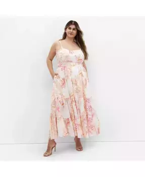 Платье макси с принтом Kehlani больших размеров CITY CHIC, розовый