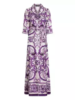 Платье макси с принтом Majolica DOLCE & GABBANA, фиолетовый