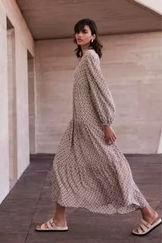 Платье макси с принтом Mint Velvet, бежевый