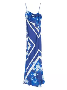 Платье макси с принтом MSGM, синий