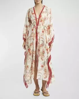 Платье макси с принтом пейсли Etro, цвет Print On White Base