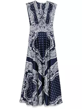 Платье макси с принтом пейсли SANDRO, синий