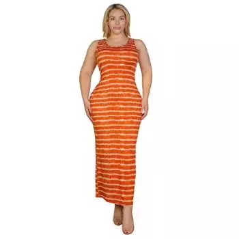 Платье-макси с принтом тай-дай больших размеров FASHNZFAB, оранжевый