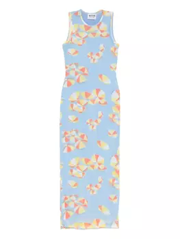 Платье макси с принтом зонтика MOSCHINO JEANS, синий