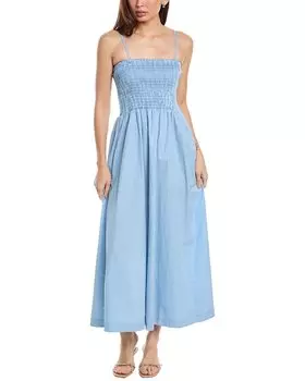 Платье макси с присборенной юбкой от ATM Anthony Thomas Melillo, синий