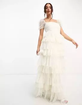 Платье макси с пышными рукавами Anaya Bridal цвета слоновой кости