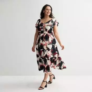 Платье макси с расклешенными рукавами больших размеров Nine West, цвет pink modern poppy