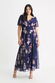 Платье макси с расклешенными рукавами Scarlett & Jo, синий