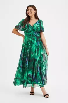 Платье макси с рукавами ангелами Isabelle Scarlett & Jo, зеленый