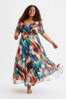 Платье макси с рукавами ангелами Isabelle Scarlett & Jo, красный