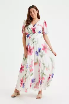 Платье макси с рукавами ангелами Isabelle Scarlett & Jo, розовый