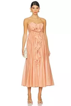 Платье макси с рюшами Acacia Zimmermann, tan