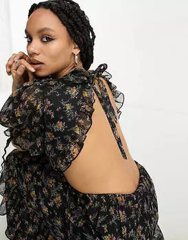 Платье макси с рюшами и цветочным принтом Reclaimed Vintage, ограниченная серия