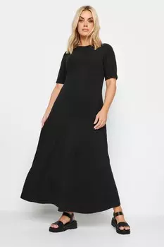 Платье макси с рюшами и манжетами Yours, черный