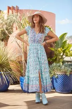 Платье макси с рюшами внизу Joe Browns, синий