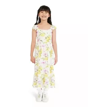 Платье макси с сакурой для маленьких девочек Belle & Bloom, желтый