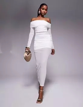 Платье макси с сетчатой вставкой Missyempire в белом цвете