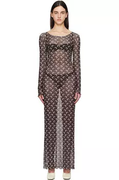 Платье макси с сетчатыми панелями и принтом Brown Moon Marine Serre