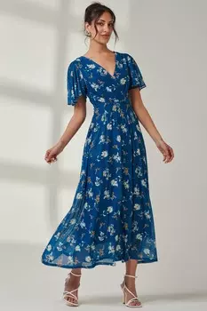 Платье макси с сетчатыми рукавами Evelyn Angel Jolie Moi, зеленый