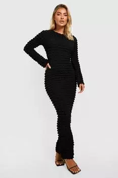 Платье макси с текстурой Bubble boohoo, черный