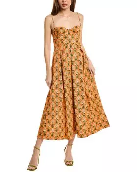 Платье макси с травяным рисунком Agua by Agua Bendita, оранжевый