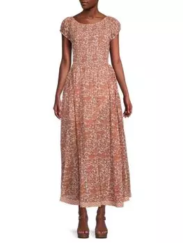 Платье макси с ультрафиолетовым цветочным принтом Free People, цвет Tea Multi