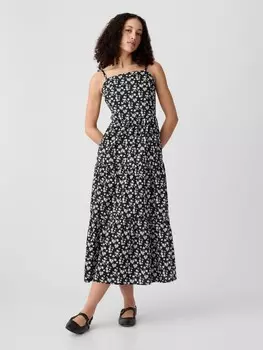 Платье макси с узором Gap, черный