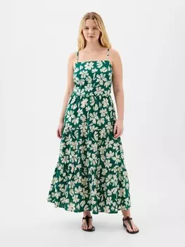Платье макси с узором Gap, зеленый