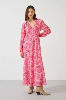 Платье макси с узором «рейп» просторного кроя Hush, розовый