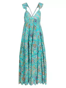 Платье макси с V-образным вырезом и люверсами Lyna Hemant & Nandita, синий