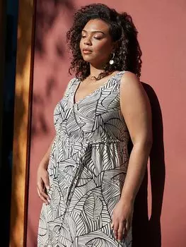 Платье макси с V-образным вырезом и цветочным принтом Live Unlimited, натуральный