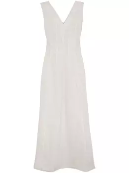 Платье макси с V-образным вырезом Brunello Cucinelli, бежевый