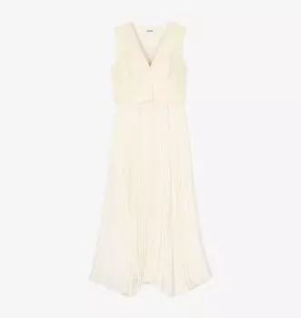 Платье макси с V-образным вырезом и плиссированной юбкой Sandro, цвет naturels