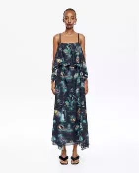 Платье макси с воланами Maps Bimba y Lola, черный