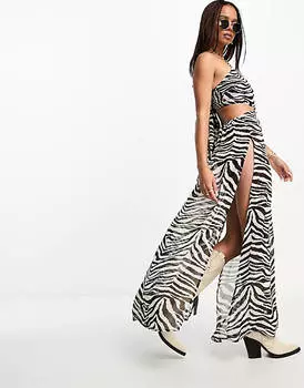 Платье макси с воротником-бретелькой и завязкой на спине Miss Selfridge Festival