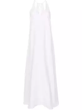 Платье макси с воротником-халтер и люрексом 120% Lino, белый