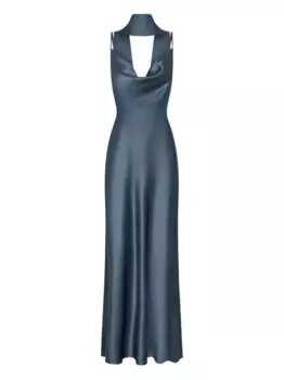 Платье макси с воротником-хомутом Nicholas, синий