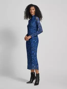 Платье макси с воротником-стойкой Milano Italy, синий