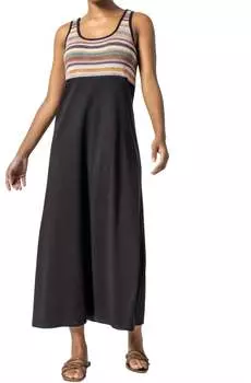 Платье макси с вставкой крючком в черном цвете Multi Lilla P