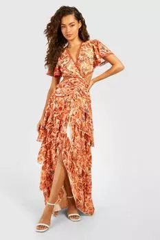 Платье макси с вырезами и принтом пейсли boohoo, белый