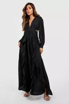 Платье макси с вырезами кольца Boohoo, черный
