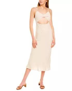 Платье макси с вырезом DESTINAIRE из льняной смеси, белый