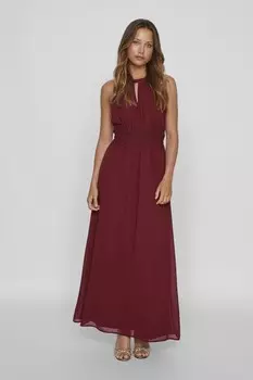 Платье макси с вырезом халтерне для подружек невесты с кружевными вставками Vila, фиолетовый