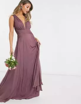 Платье макси с вырезом и драпировкой на лифе ASOS DESIGN Bridesmaid